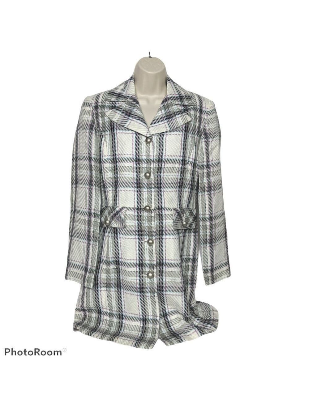 Worthington Womens Plaid Jacket Dress White Size 4